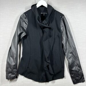 Blanc Noir Jacket Womans Large Black Drape Edgy Urban Moto Asymmetrical